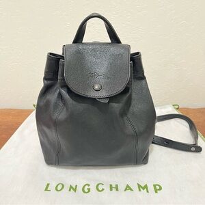 Longchamp Black Leather Mini Backpack